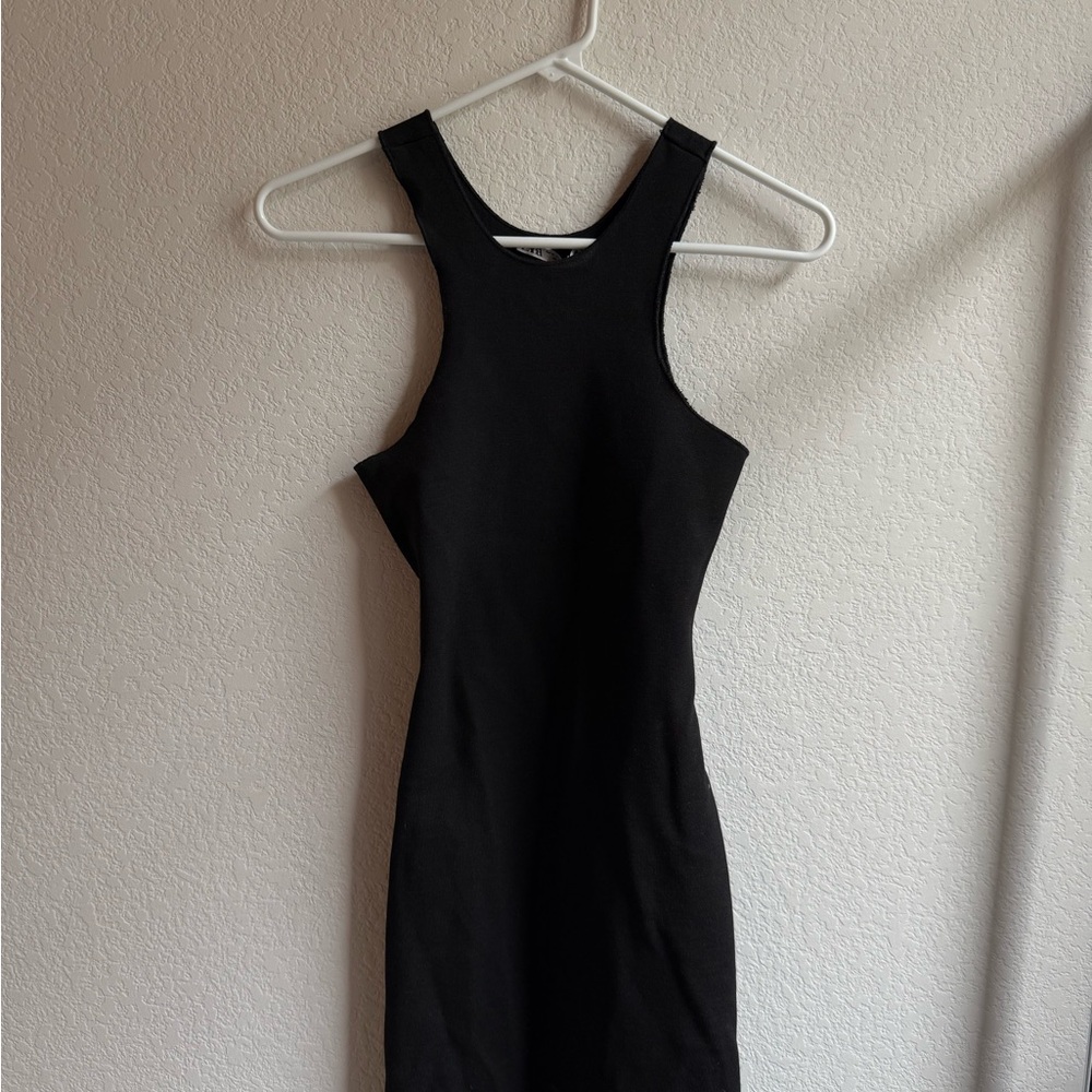 Zara Black Halter Bodycon Midi Dress